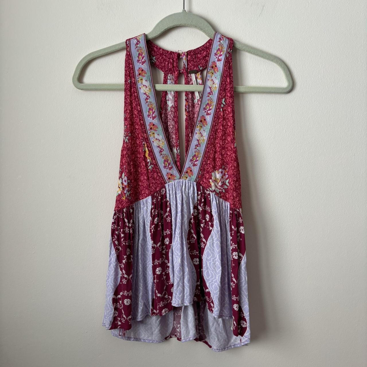 Free People Dream Darlin Printed Tank Top in... - Depop