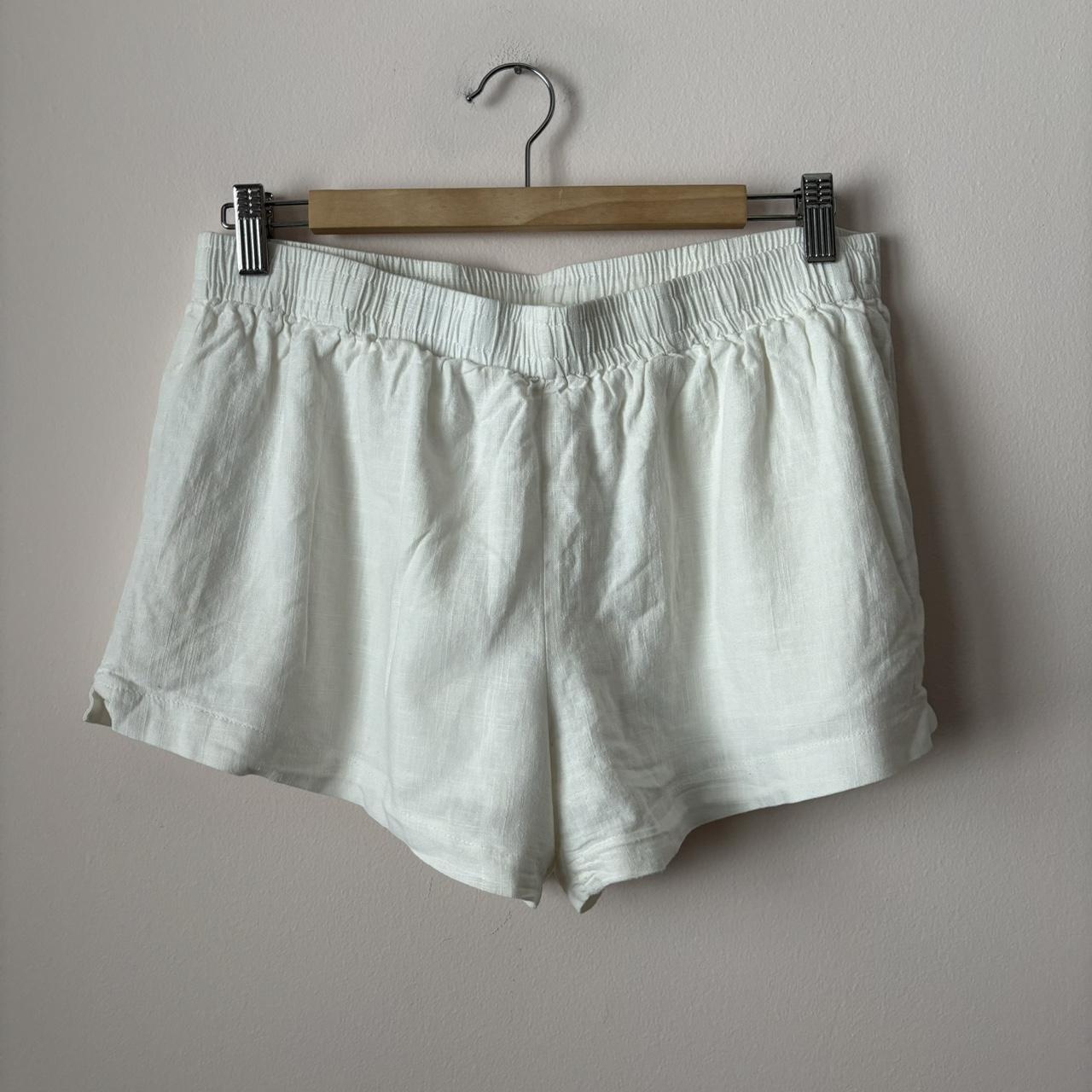 Princess Polly off white linen blend shorts... - Depop
