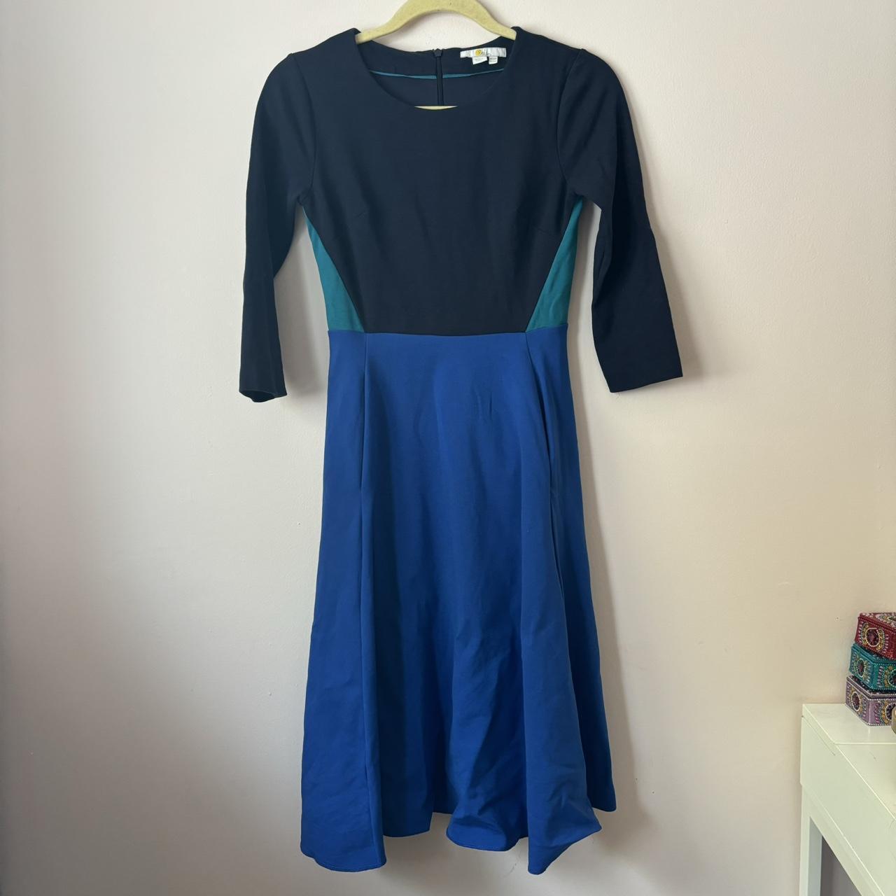 Boden Knit Colorblock Dress 2P Boden Blue and teal