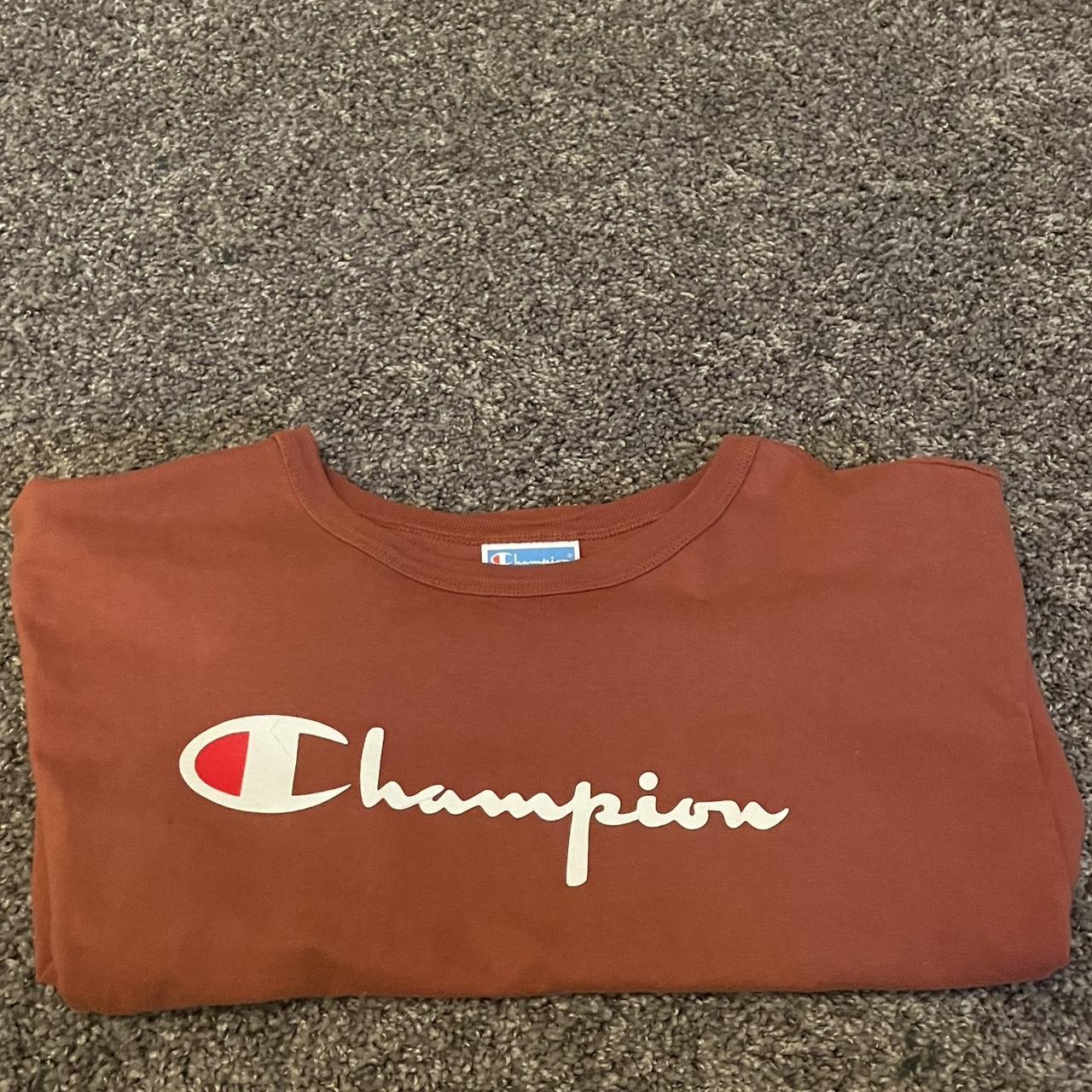 Champion Women's Orange and Burgundy T-shirt