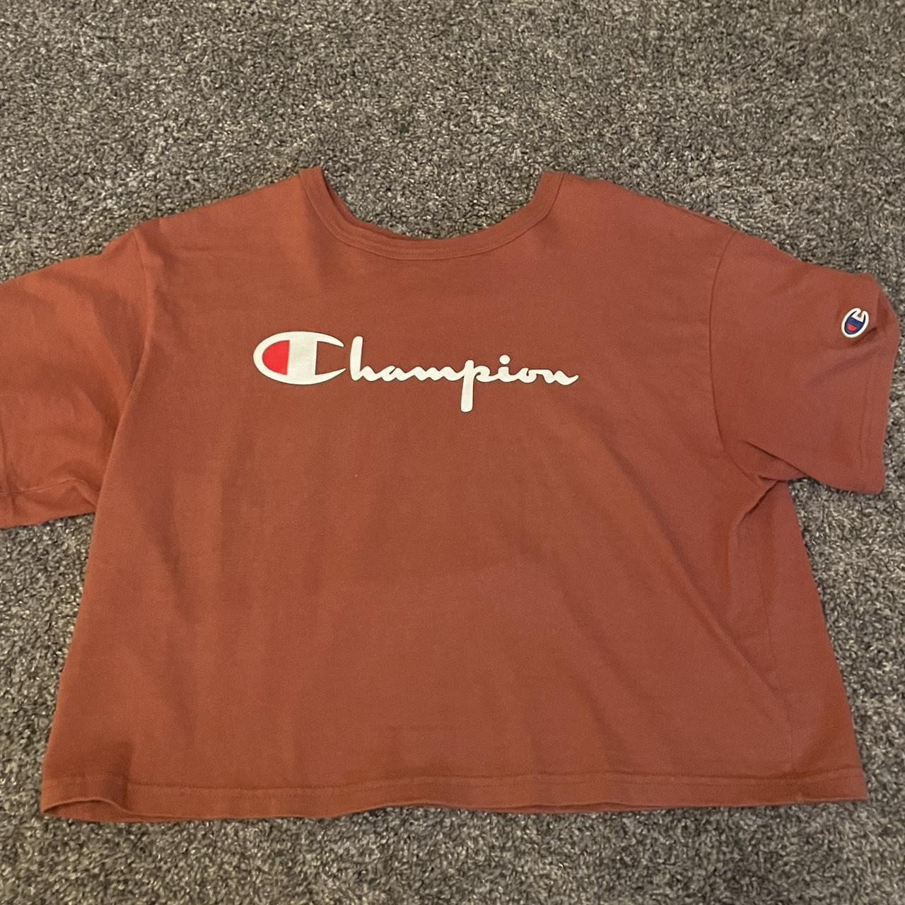 Champion Women's Orange and Burgundy T-shirt (2)