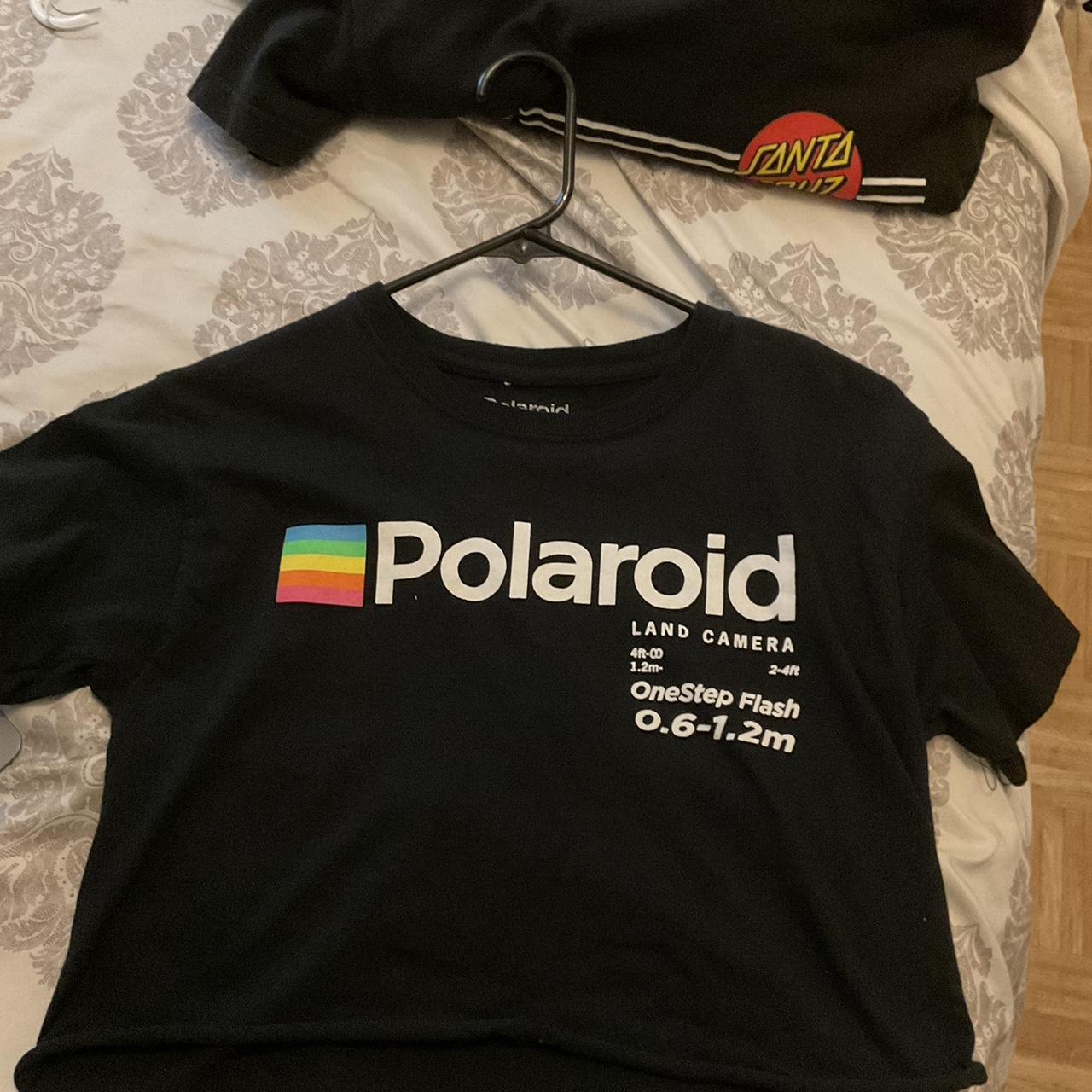 Polaroid black and multi coloured crop top kids 11 12 Depop