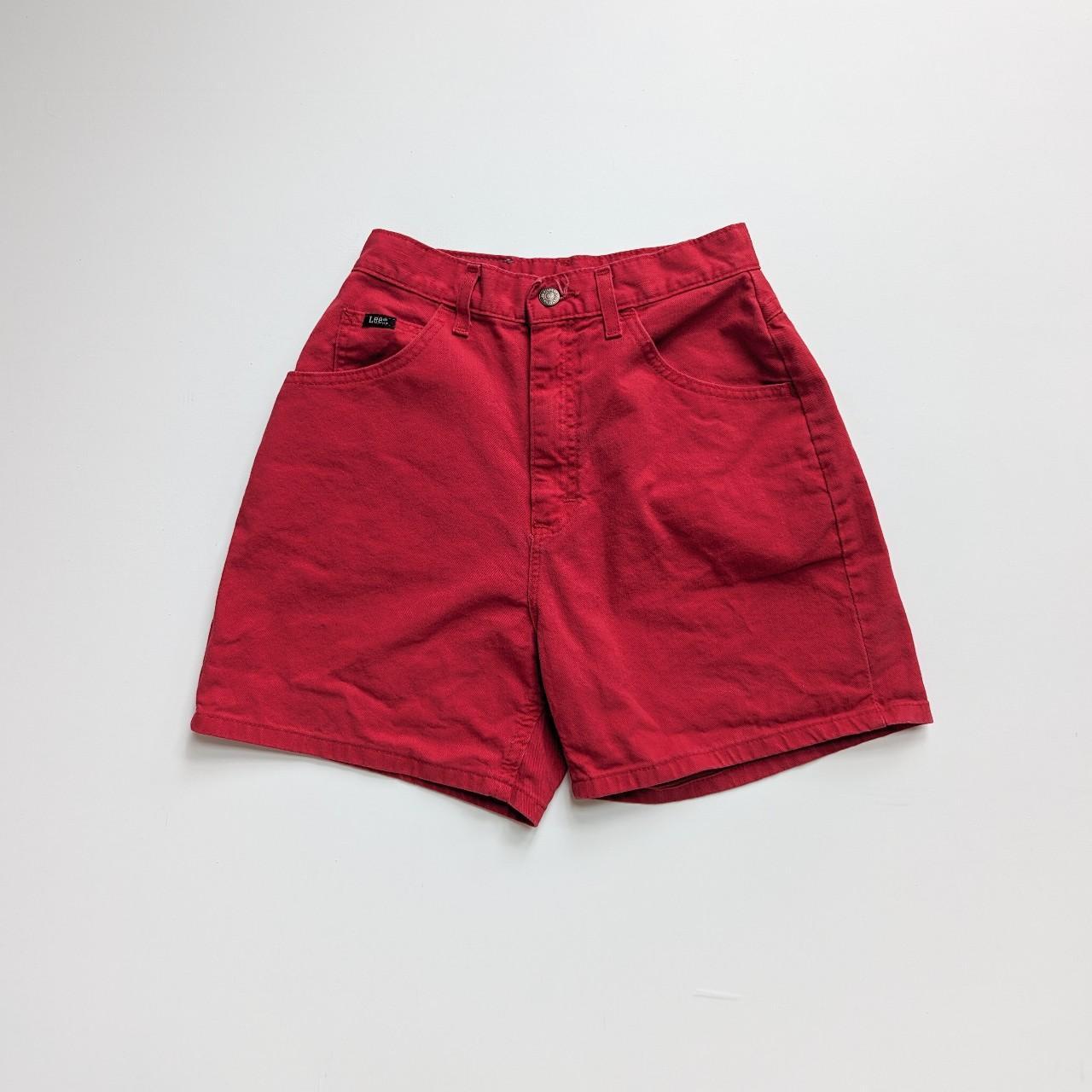 Vintage LEE Red Denim Mom Jean Shorts. Excellent... - Depop