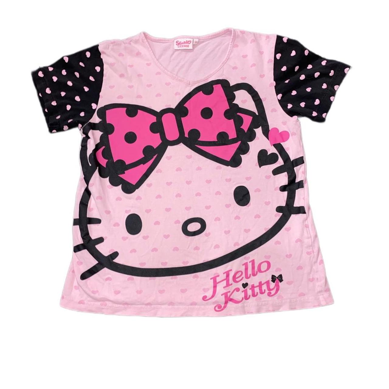 hello kitty graphic t shirt pink with hearts... - Depop