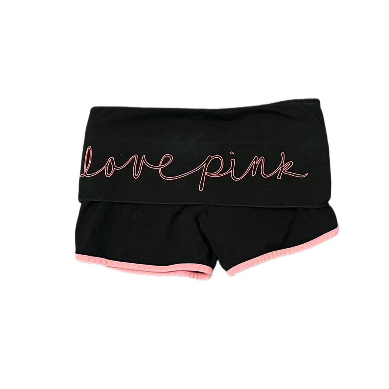victoria secret pink yoga shorts fold over band... Depop