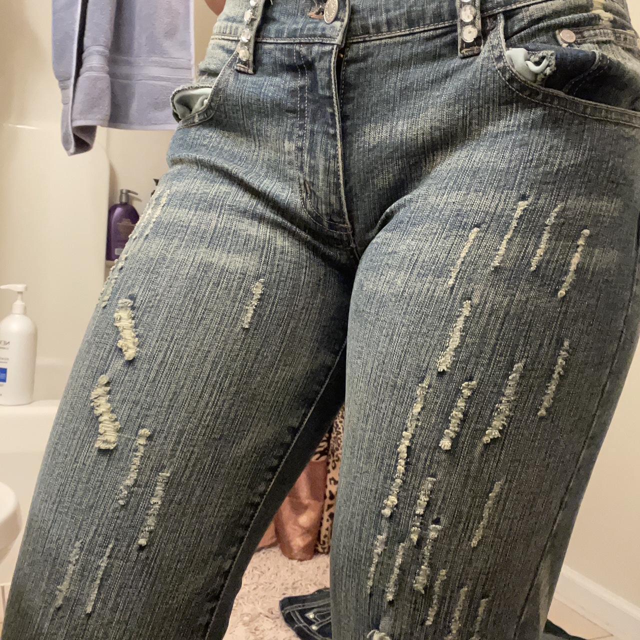 y2k distressed rhinestone capris, these look