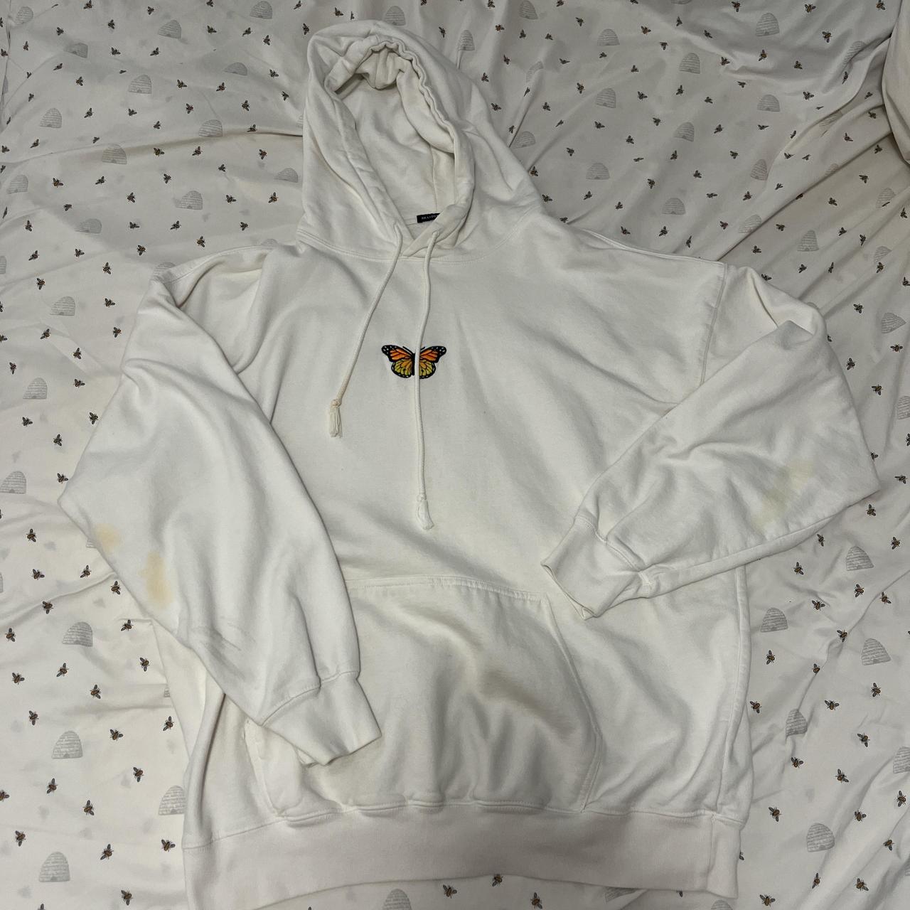 Brandy Melville butterfly hoodie white. Some small. Depop