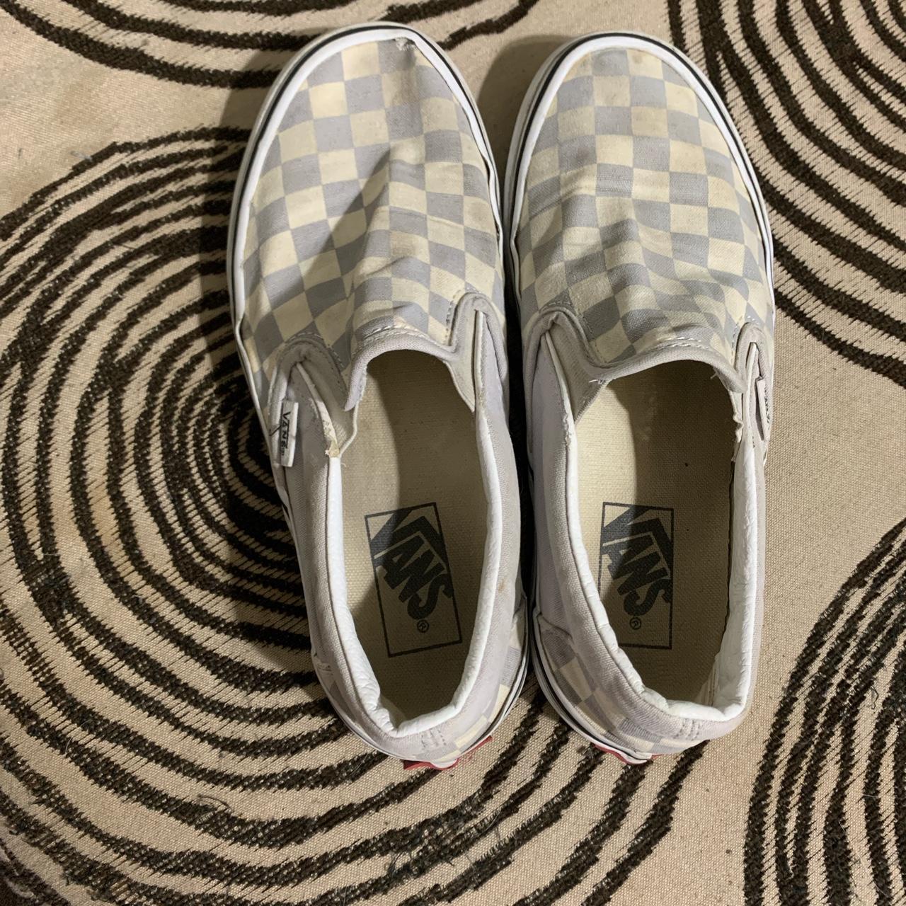 Vans Women's Blue and White Trainers | Depop