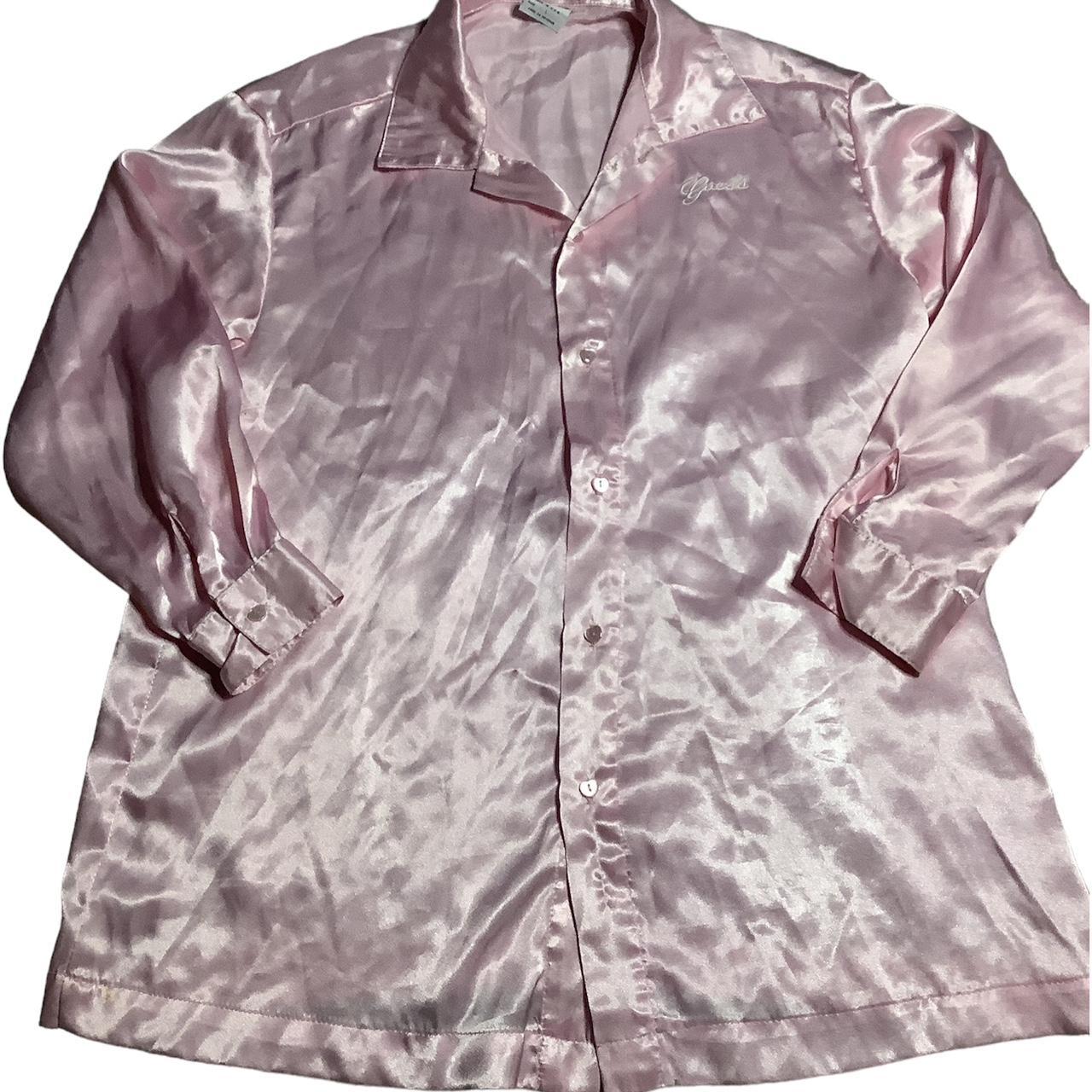 Guess pink satin long sleeve with heart