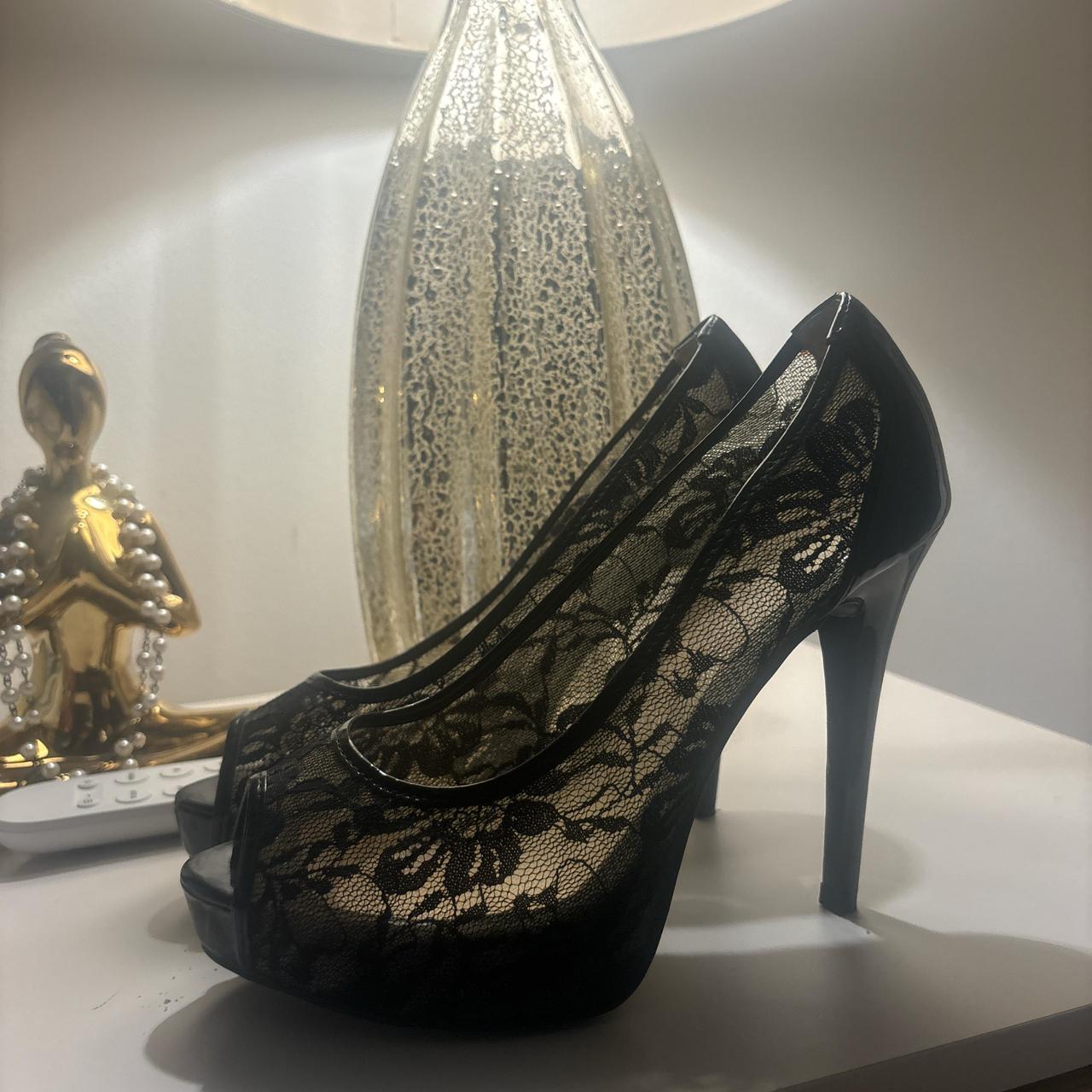 Size 6 Guess Lace black heels 4 inches tall very. Depop