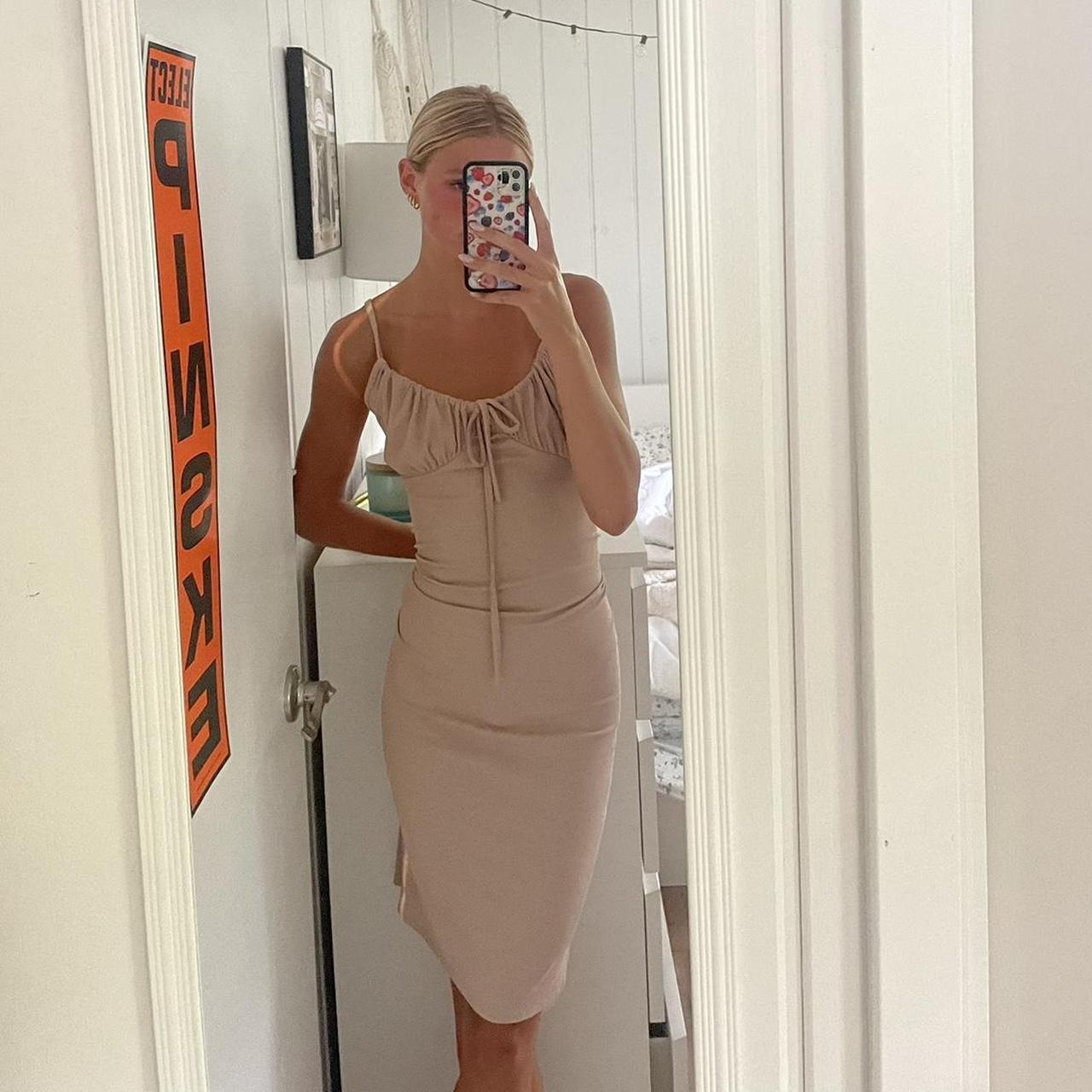 Tan fitted clearance dress