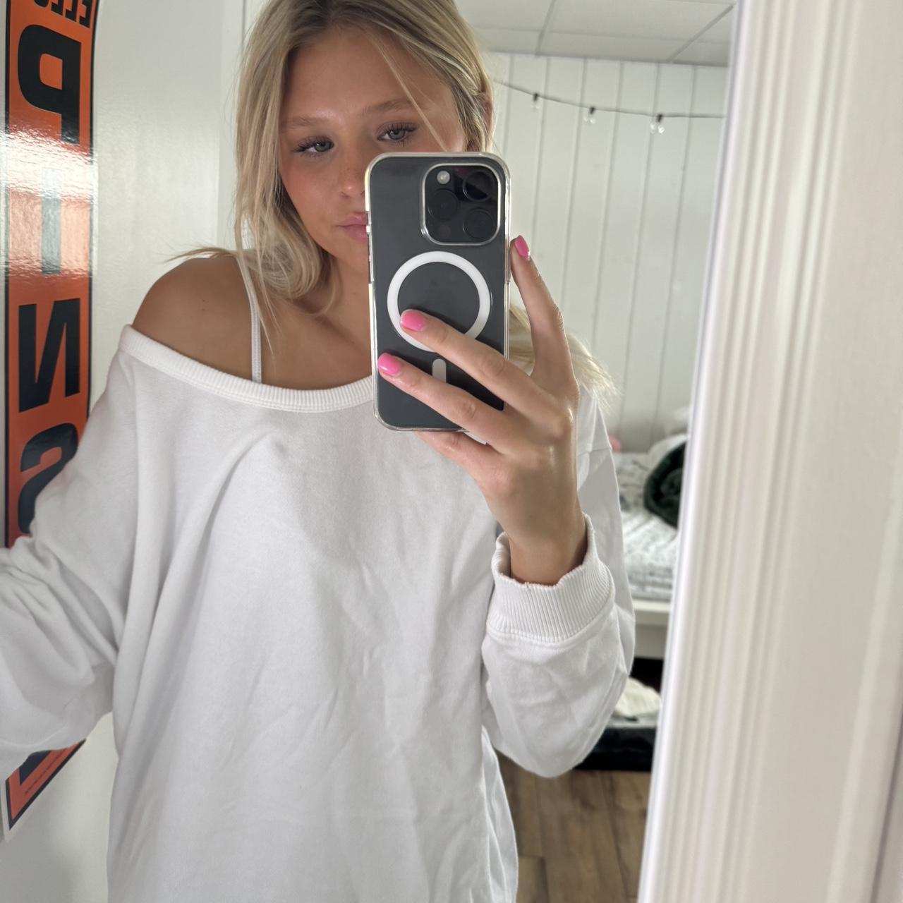 off white aerie ribbed shirt, very soft and sweater - Depop