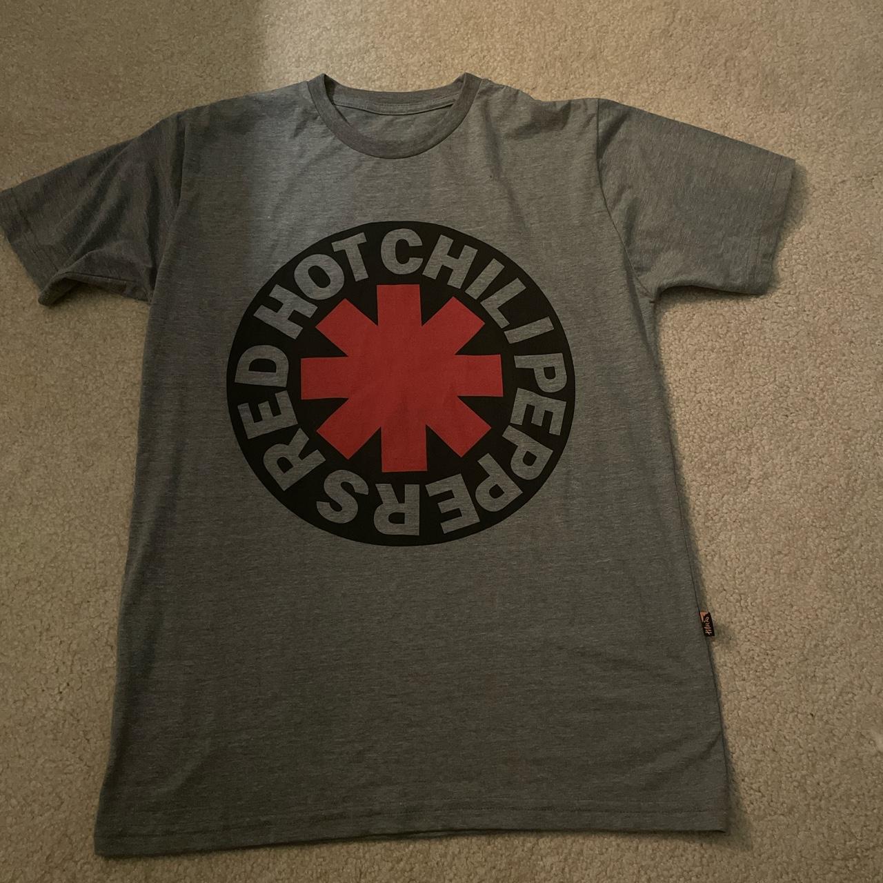 red hot chili peppers gray t shirt size large... - Depop