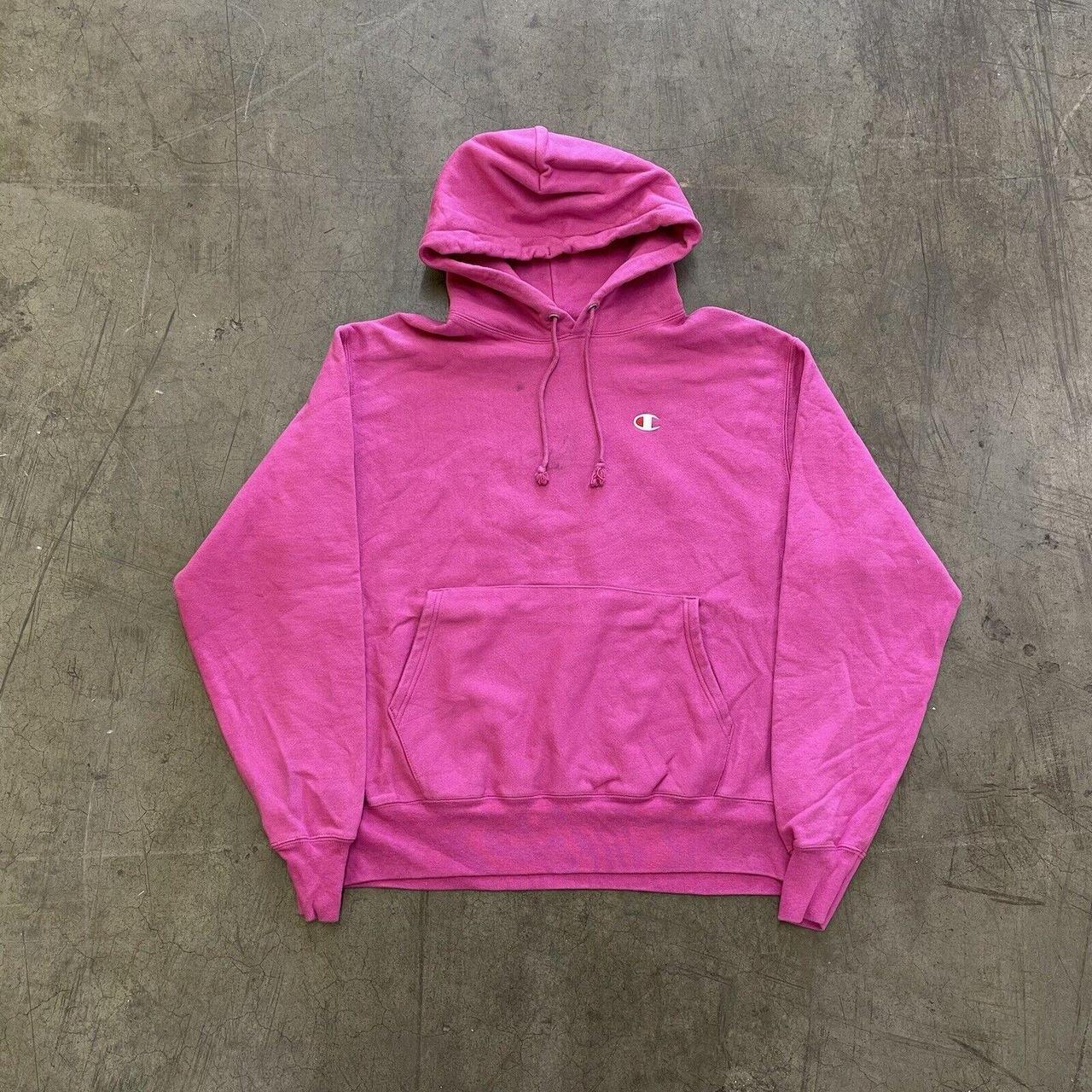 Champion Women's Pink Hoodie Depop