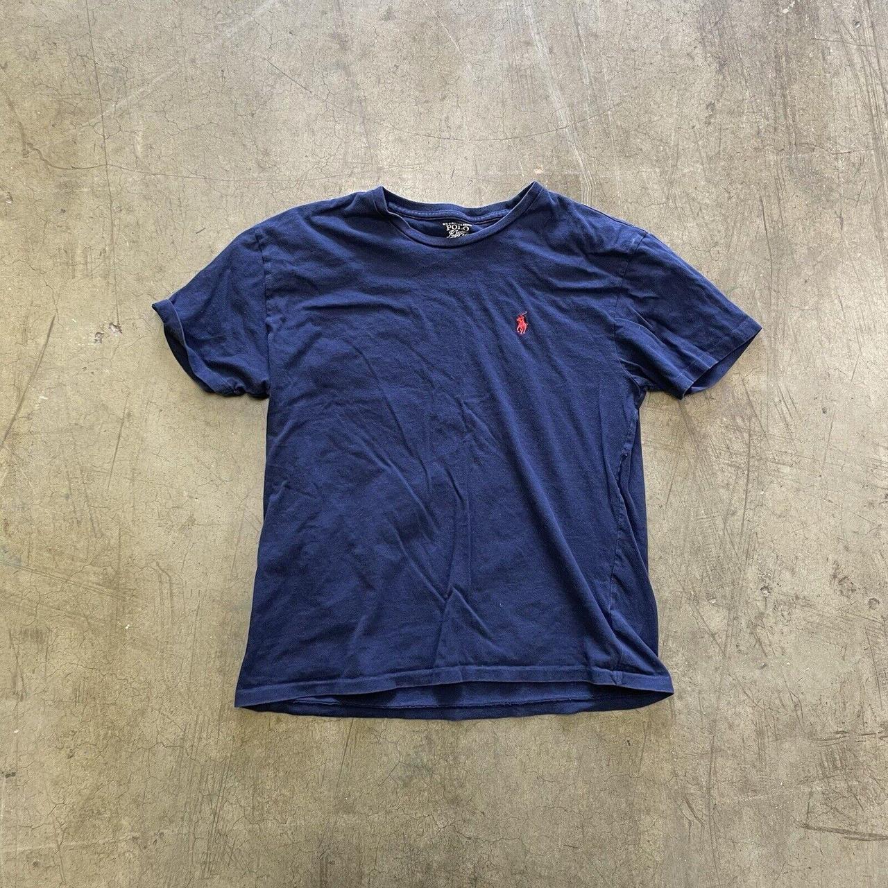 Ralph Lauren Polo T-Shirt Y2K Logo Sports Tee, Navy... - Depop