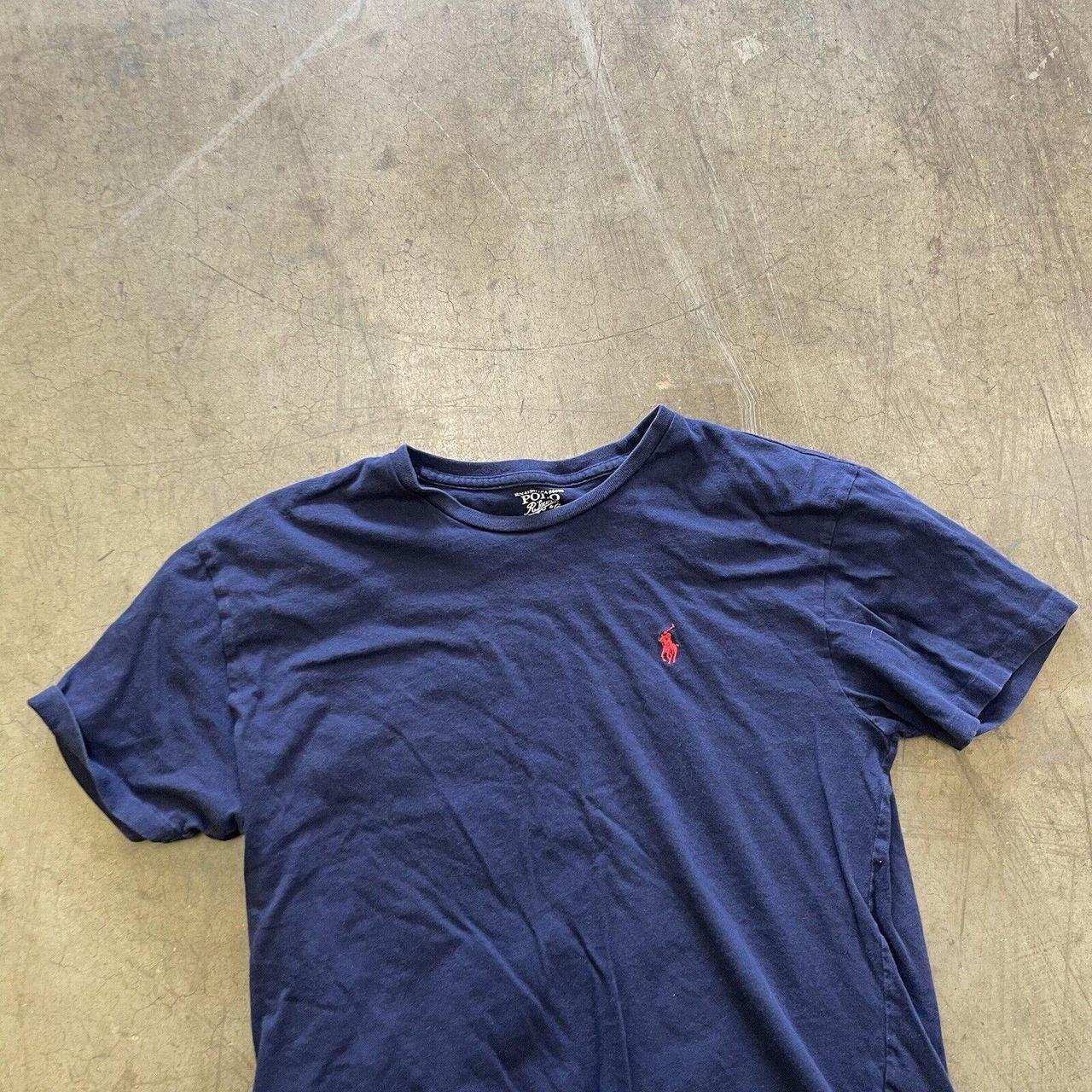 Ralph Lauren Polo T-Shirt Y2K Logo Sports Tee, Navy... - Depop