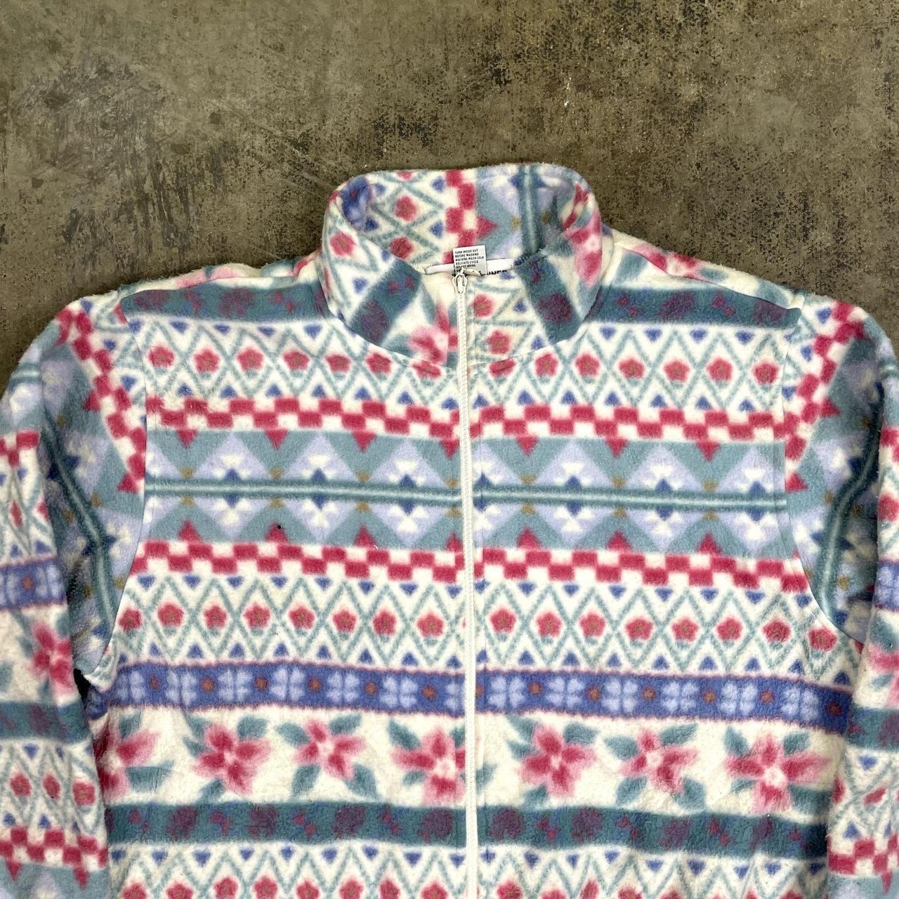 Vintage Crazy Fleece Hoodie USA Patterned Jumper... - Depop