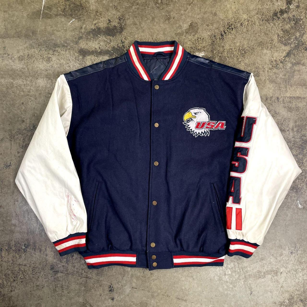 USA Eagle Varsity Bomber Jacket Vintage Letterman... - Depop