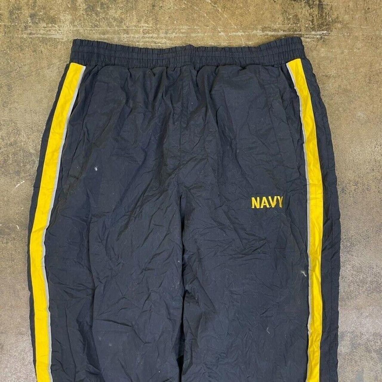 NAVY Tracksuit Bottoms Y2K Vintage Sports Joggers,... Depop