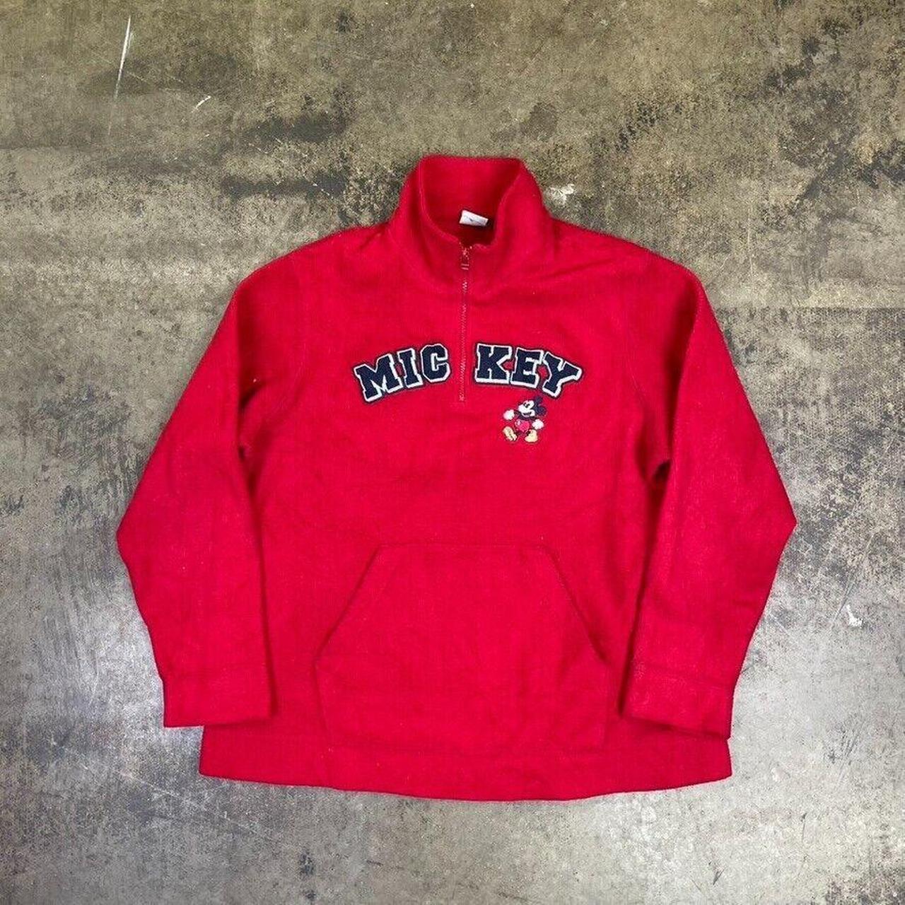 Mickey Mouse Fleece 90s Half Zip Spellout Disney - Depop