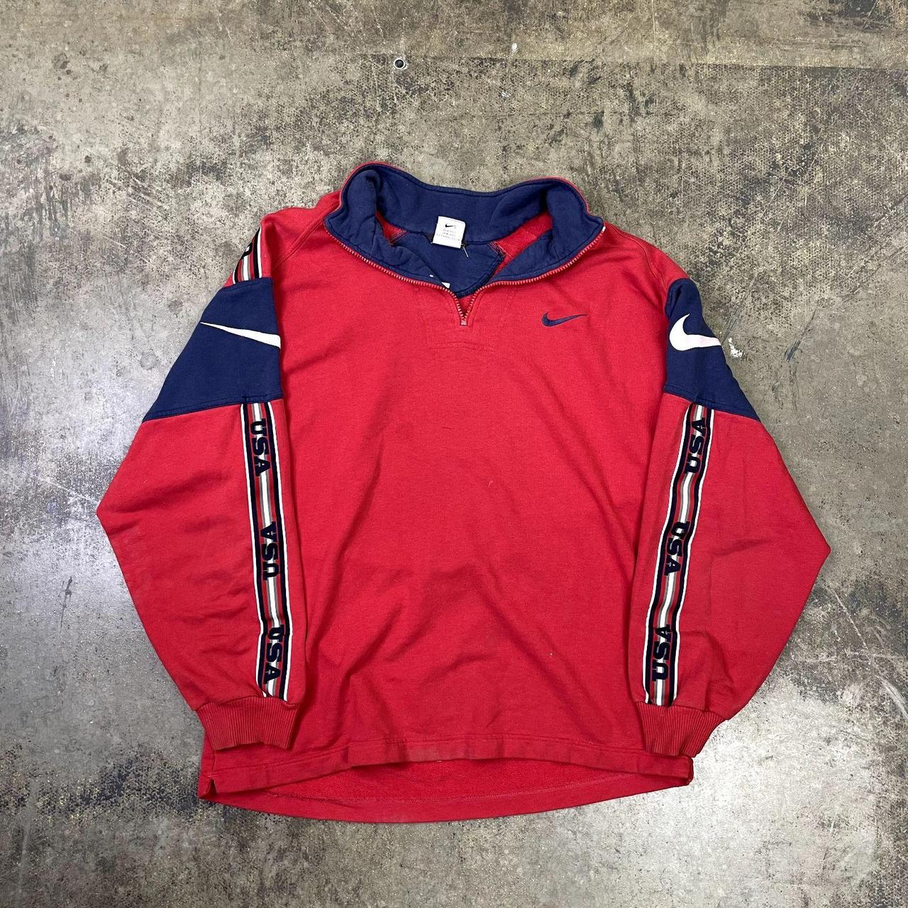 Nike Sweatshirt Half Zip USA Swoosh Sports 90s... - Depop