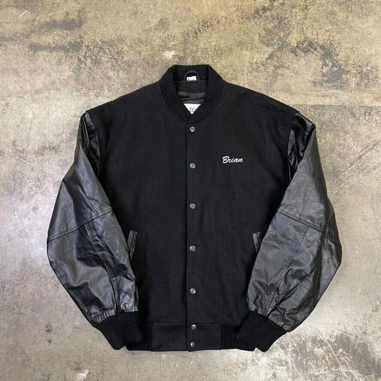 Bowling Bomber Jacket Vintage Leather 90s USA Coat,... - Depop