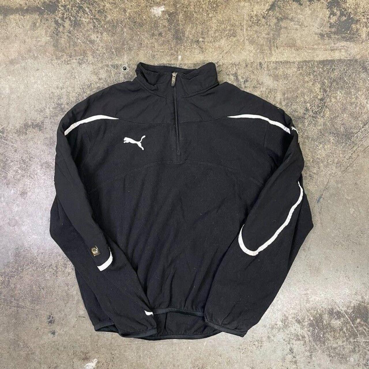 Puma Fleece Vintage Sports Half-Zip Jacket, Black,... - Depop