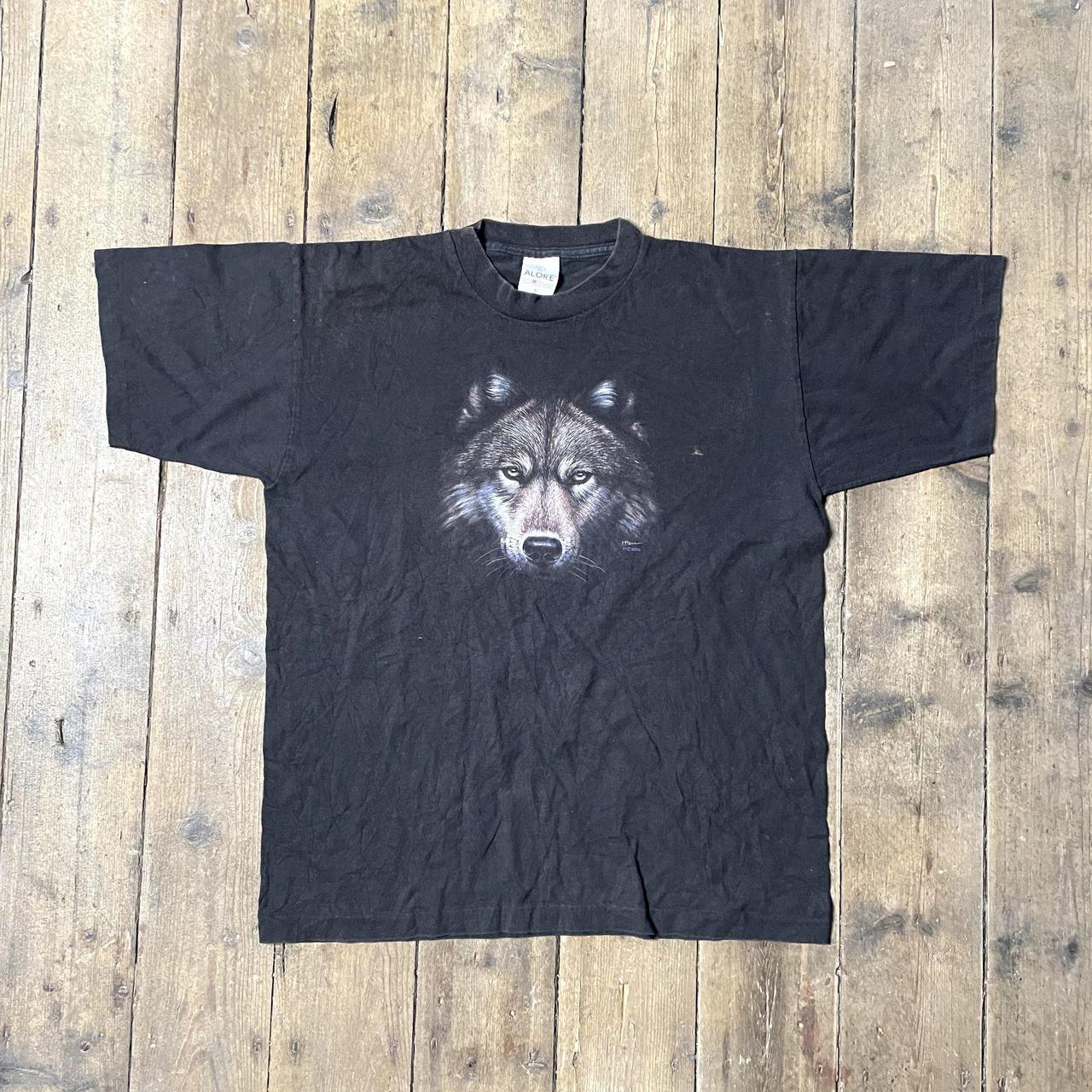 Vintage Wolf Tshirt Y2K Graphic Single Stitch Tee,... - Depop