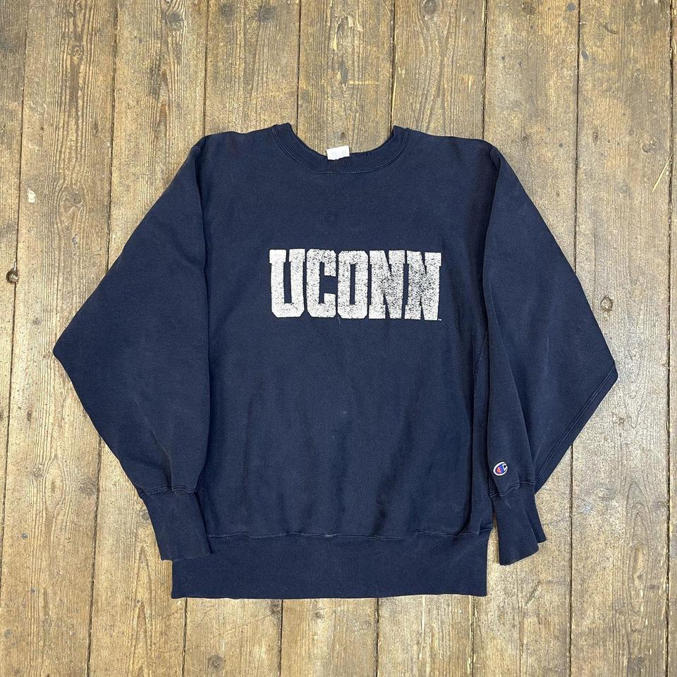 Champion Sweatshirt Reverse Weave 80s UCONN College... - Depop