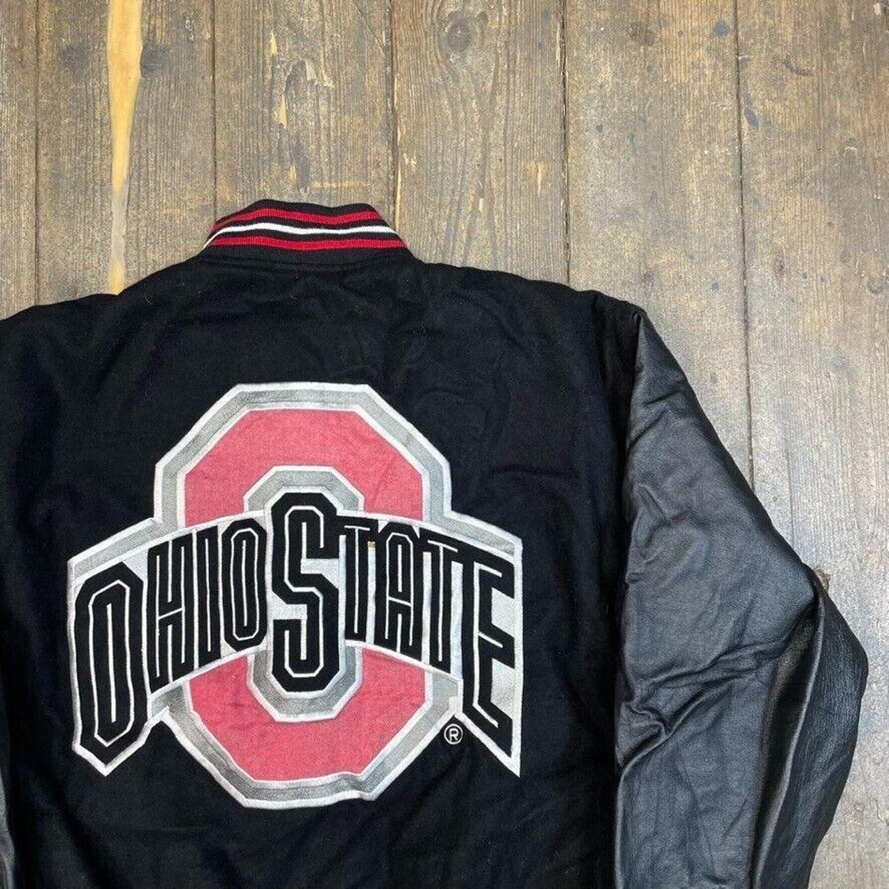 Letterman Varsity Bomber Jacket Ohio State Leather... - Depop