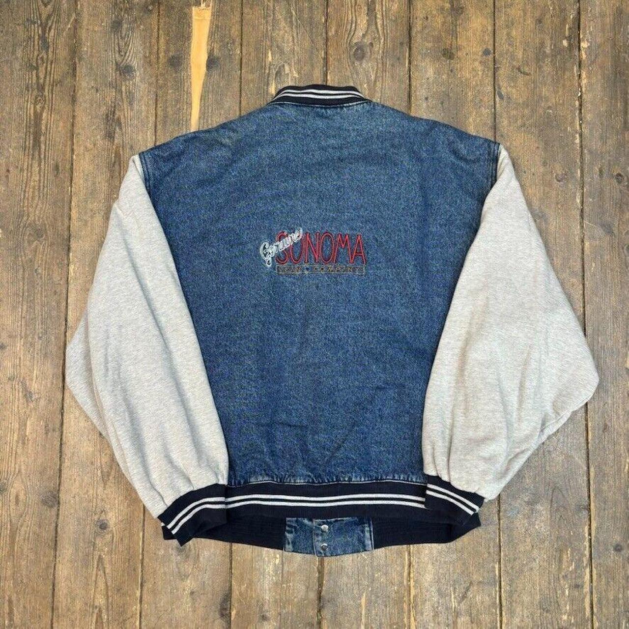 Letterman Varsity Bomber Jacket Vintage Denim Coat,... - Depop