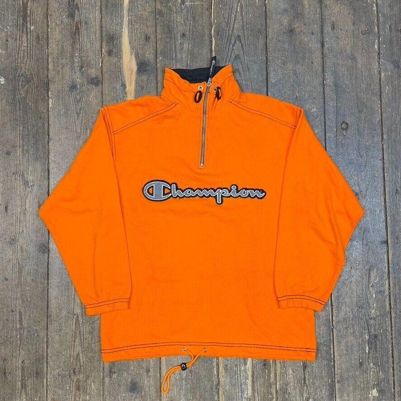 Champion sweater orange zip best sale