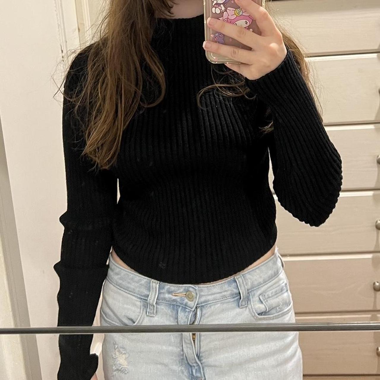 ZARA ribbed black turtleneck cropped