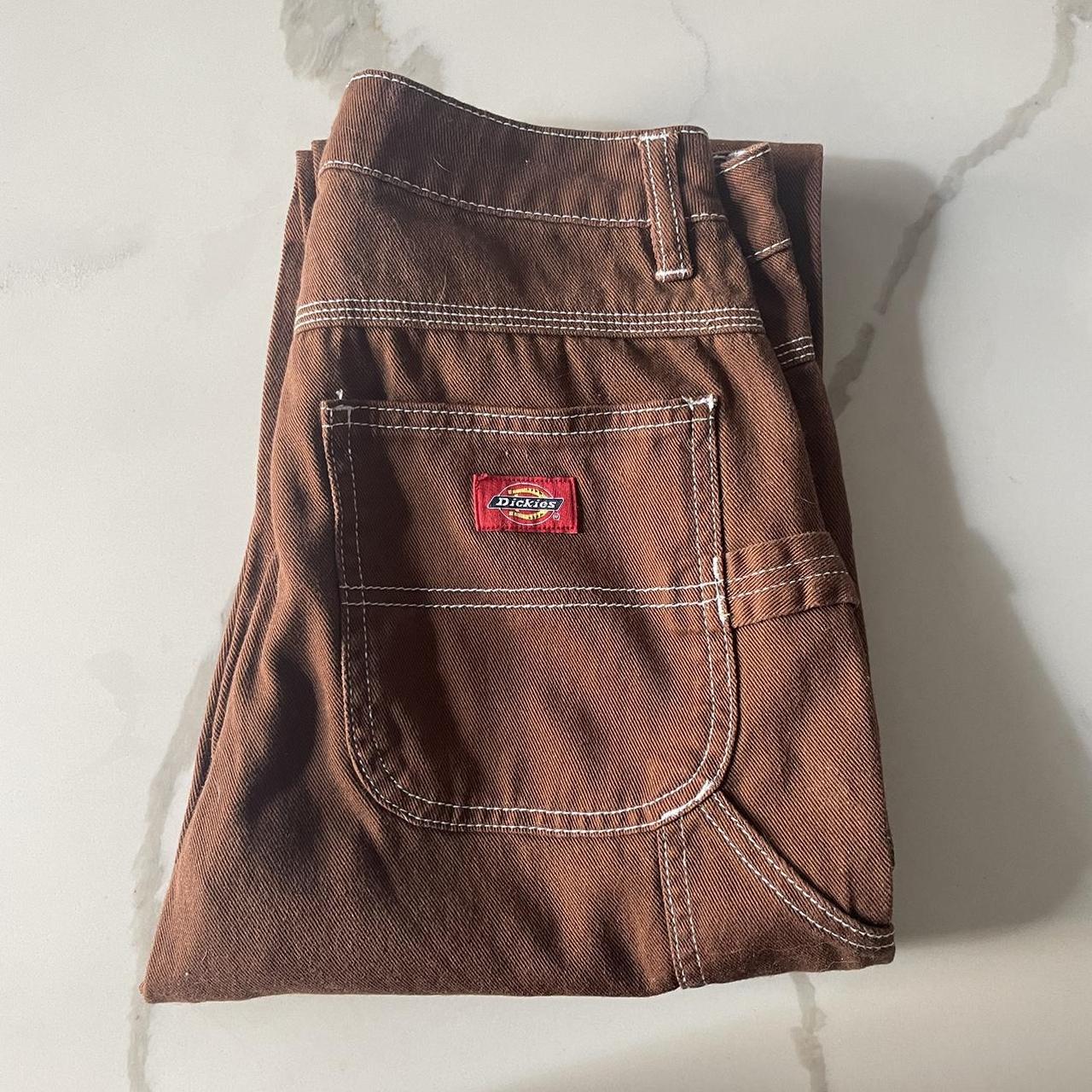 Dickies BROWN Mid-Rise Cargo Workwear style pants... - Depop