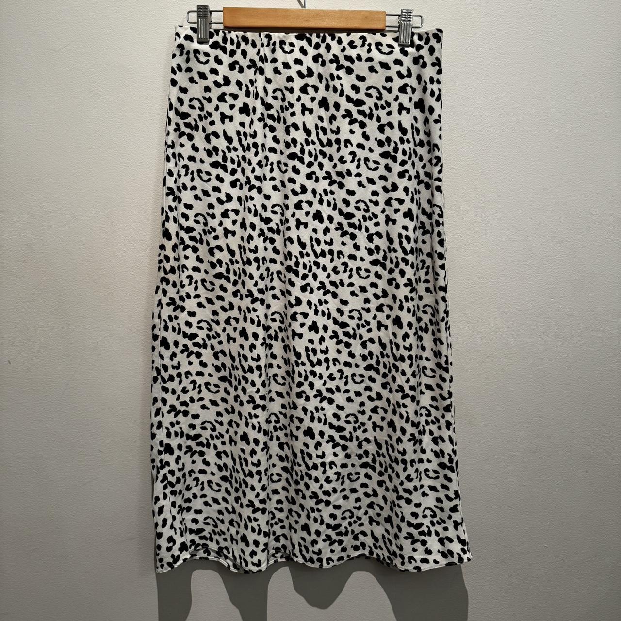 BARDOT Leopard Print Bias MIDI Skirt Black & white... - Depop