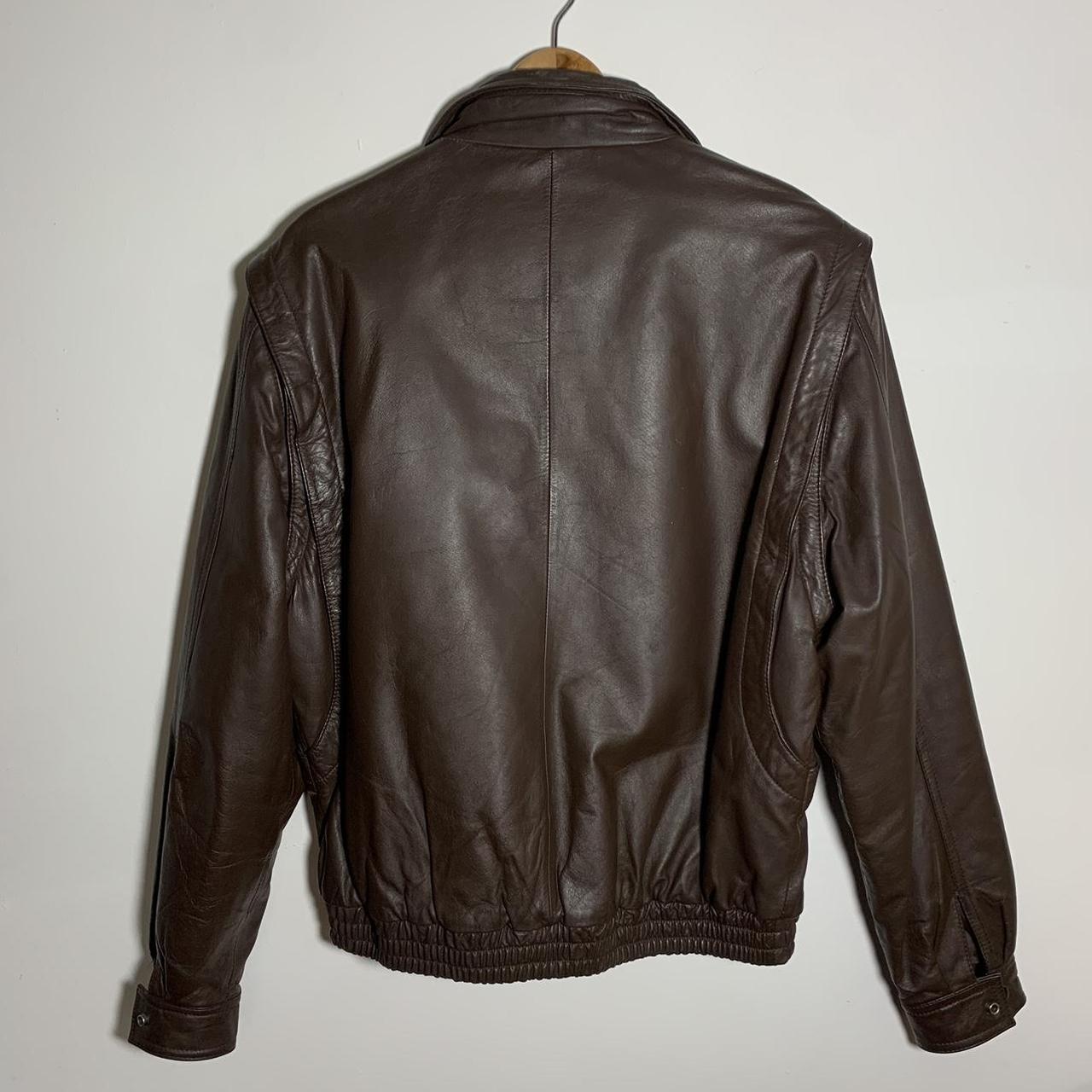 Nico 70s/80s vintage brown leather zip up bomber... - Depop