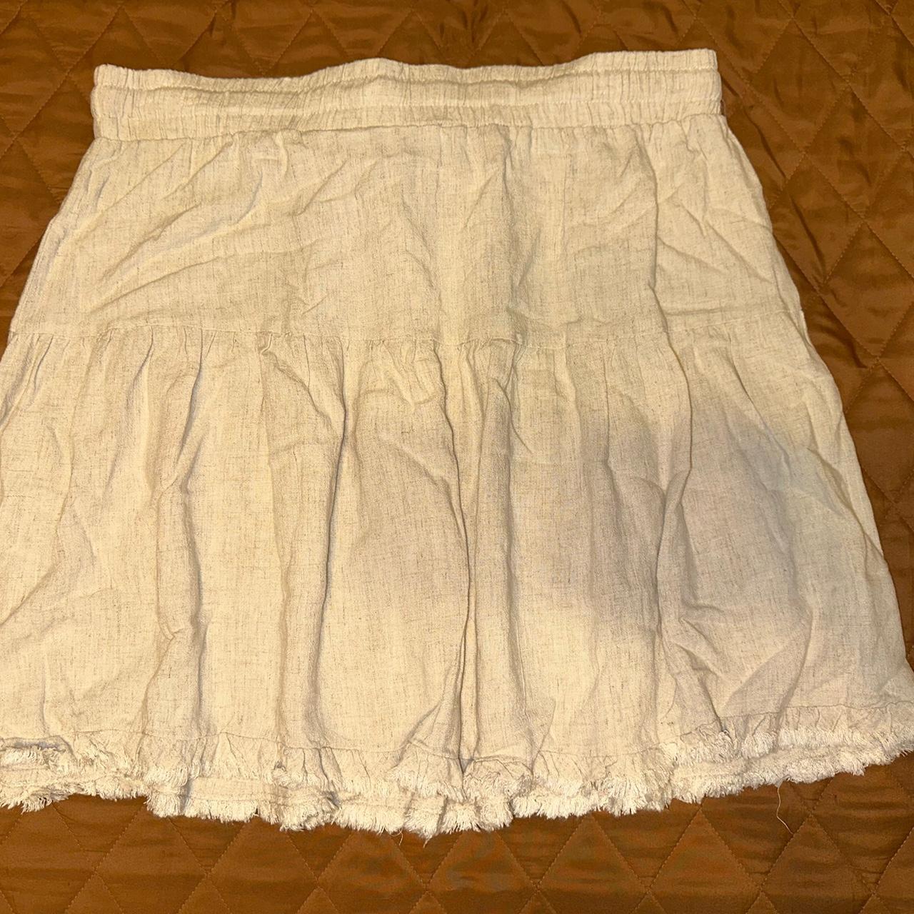 Women's Skirt - Cream/White - XL – Cream linen sk… - image 2