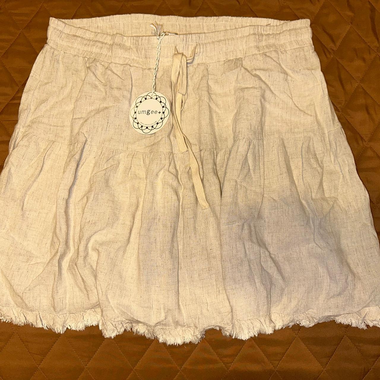 Women's Skirt - Cream/White - XL – Cream linen sk… - image 1