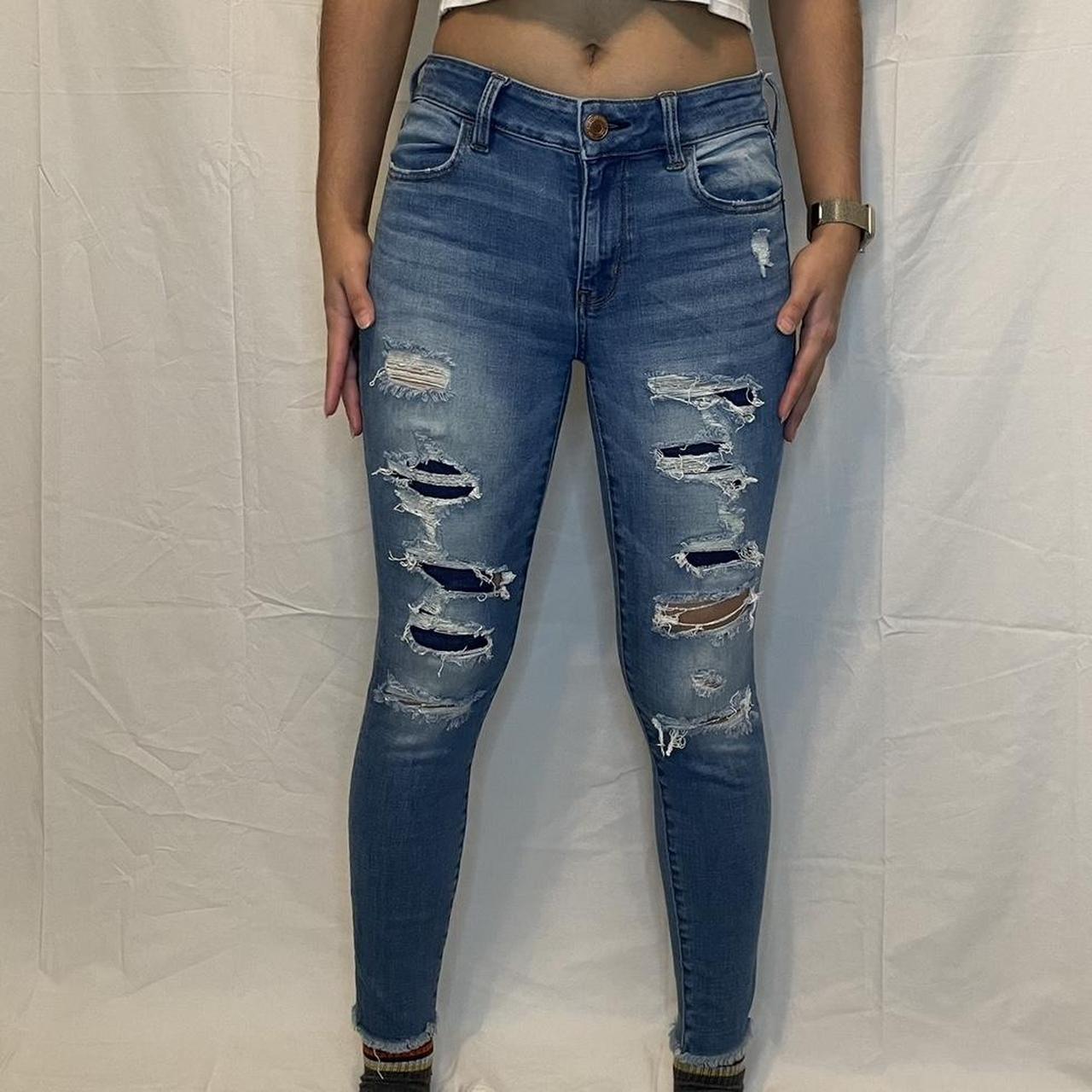 American Eagle gray ripped jeans - Depop