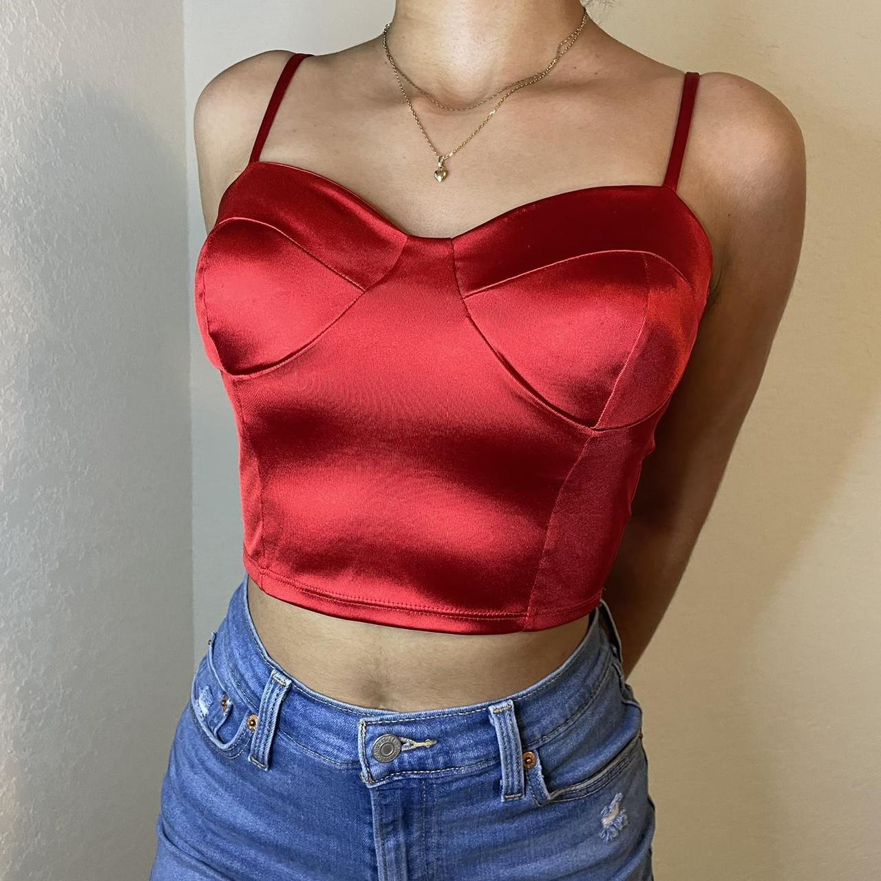 red corset top, size S corset top has built in cups... Depop