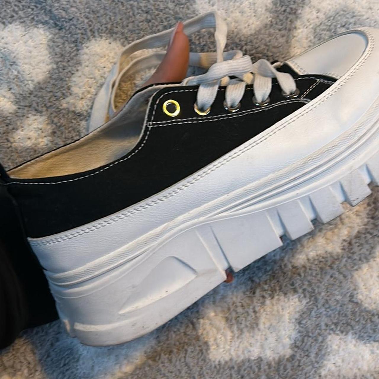 Converse dupes Black and white platform sneaks Worn... Depop