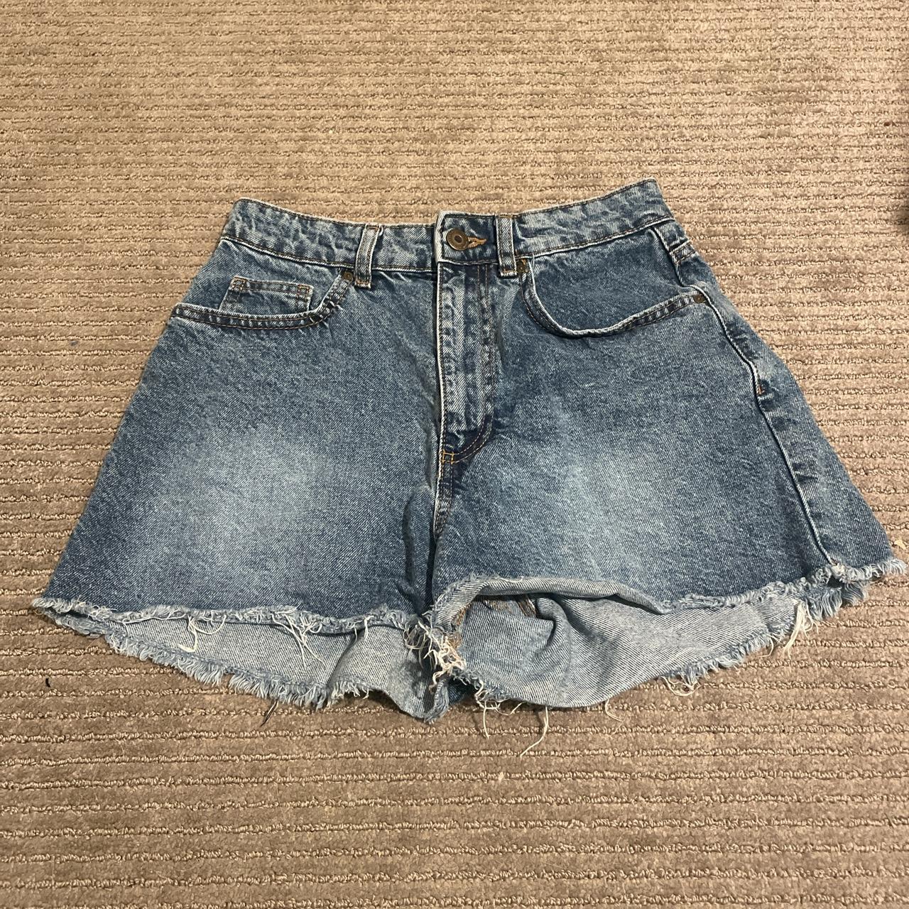 medium wash cotton on jean shorts women’s... Depop
