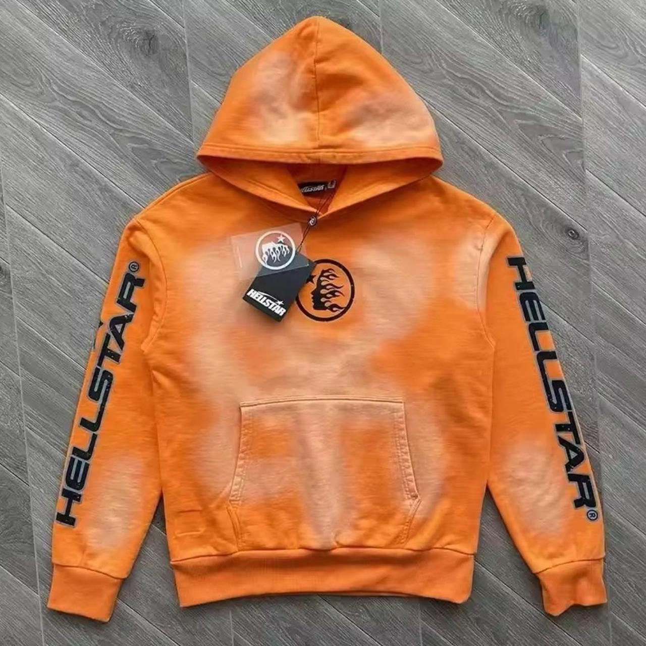 Hellstar orange and black tie-dye hoodie #skater | Depop