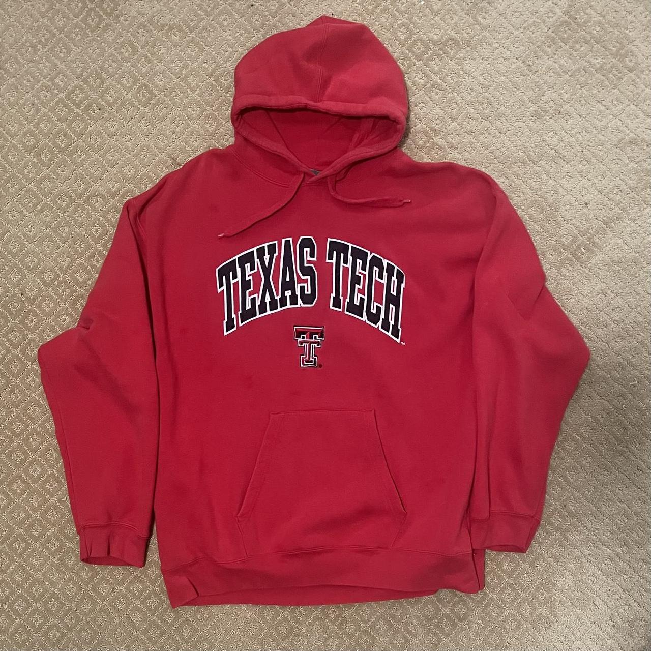 Men's Texas Tech grey and red stitched hoodie size - Depop