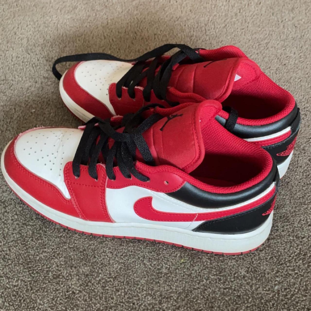 Red and white jordan 1 Low Worn once size eu 38.5... Depop