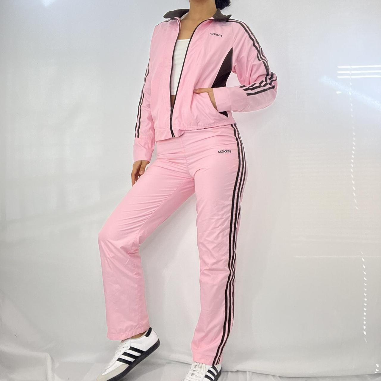 Womens grey and pink adidas clearance tracksuit