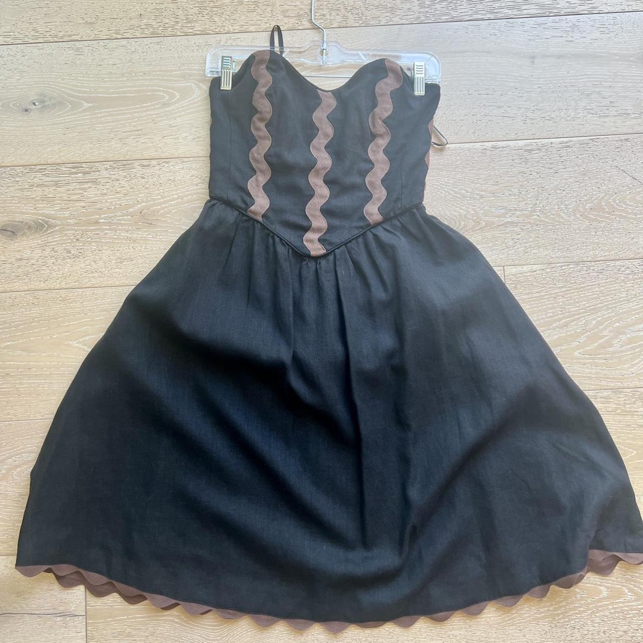 Vintage betsy Johnson Black Corset Mini dress with... - Depop