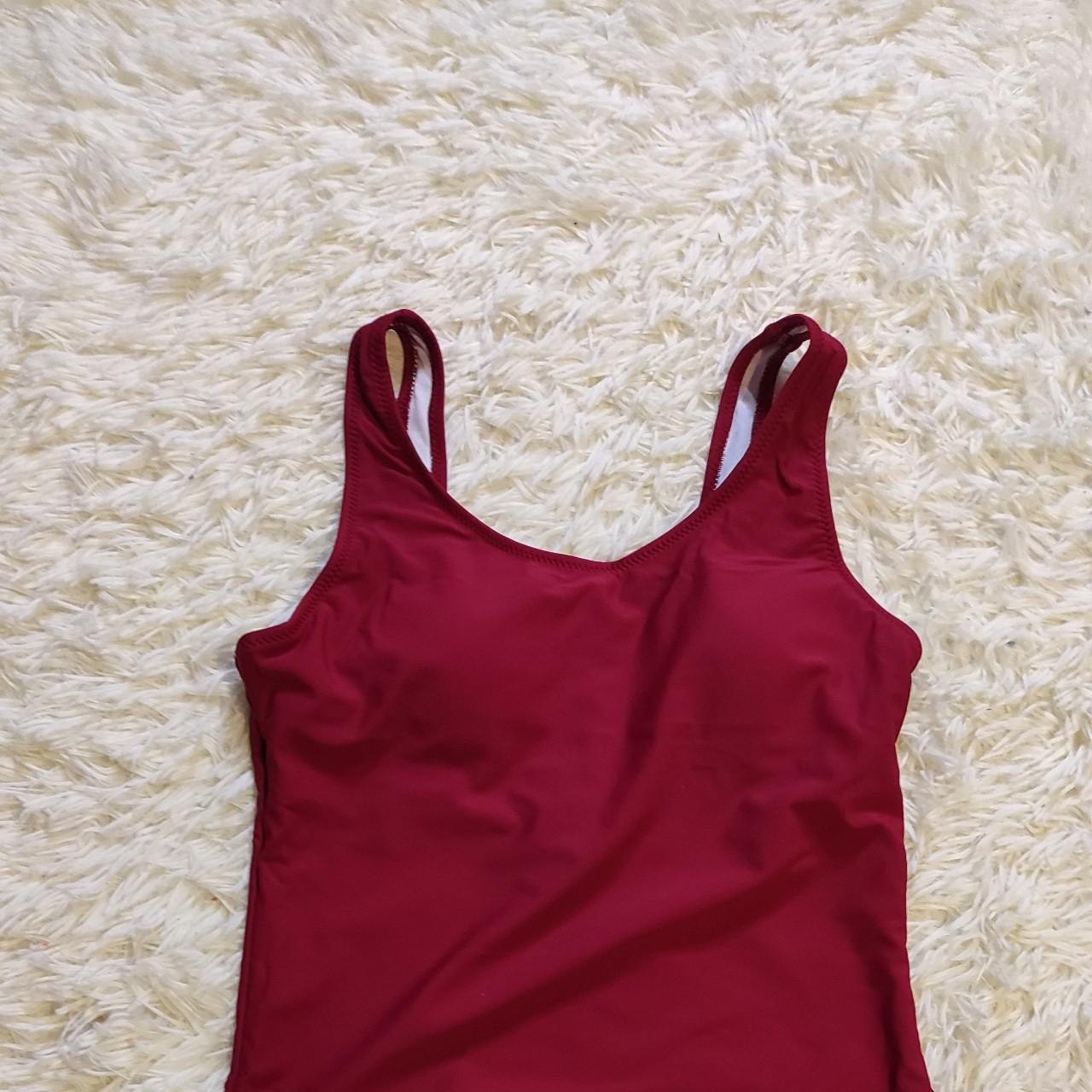 Red one piece swimsuit size small new With the... Depop