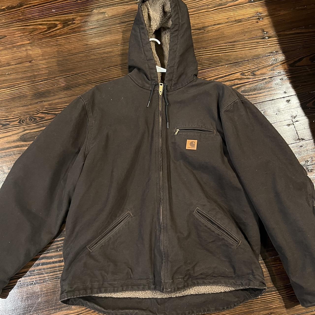 Mocha carhartt Sherpa lined jacket, really... - Depop