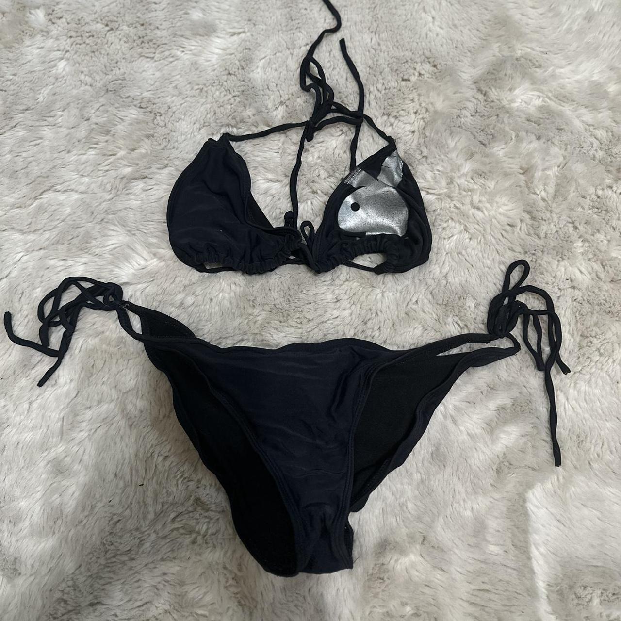 Playboy Women's Black and Silver Bikinis-and-tankini-sets | Depop